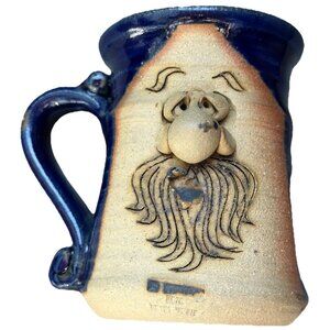 Vintage Peter Petrie 3D Funny Ugly Face Bearded Stoneware Cup Mug Pottery 70s